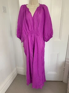Jigsaw Silk Linen Gauze Lilac (Pink Orchid) Midi Dress UK 16. BNWT £320 rrp - Picture 1 of 5