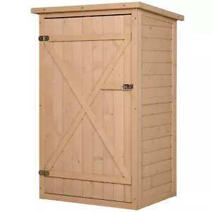 Outsunny Garden Shed Outdoor Tool Storage w/ 2 Shelve 75 x 56 x115cm Natural - Picture 1 of 11