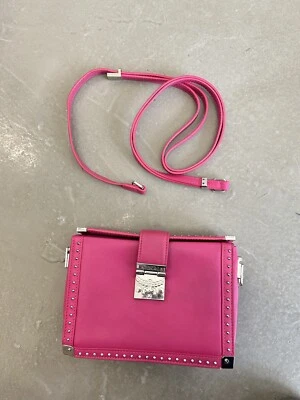 Auténtico Bolso de Mano MCM Visetos Cuero Tachonado 2 Vías de Hombro Baúl Odeon Lona Rosa Foto 1 de 4