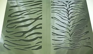 NEU 2in1 AIRBRUSH SCHABLONEN TIGER Seite und Rückseite STRUKTUR bemalt Schablone Fell - Bild 1 von 1