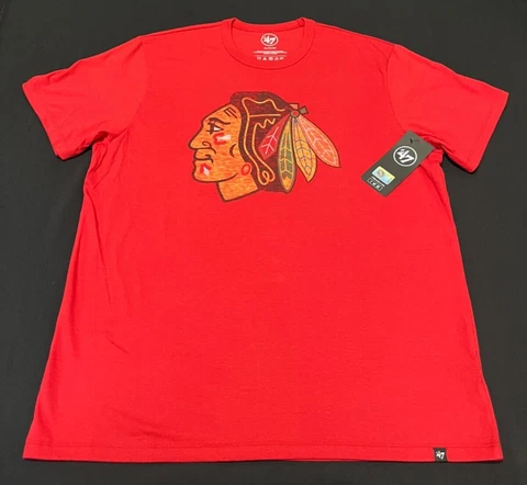 '47 Brand Men's Red NHL Chicago Blackhawks Graphic Short Sleeve Tee Size XL NWT Cover