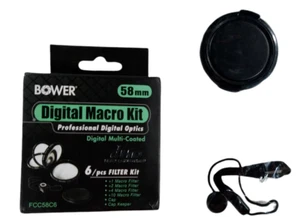 Bower 6 Piece Digital Macro Kit 58MM Multi Coated 1X 2X 4X Lens Cap and Keeper - Picture 1 of 7