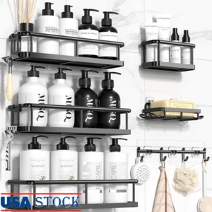 Rustproof Shower Caddy Set 6 Pack Organizer W/ Hooks Soap Holder Wall Storage US - Picture 1 of 7
