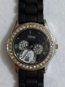WOMEN'S DISNEY MICKEY MOUSE WATCH BLACK RUBBER BAND MK1098-0211 - parts/repair - Picture 1 of 10