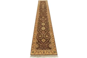 Agra Runner 2’7” x 13’9” Brown Wool Traditional Hand-Knotted Oriental Rug - Picture 1 of 14