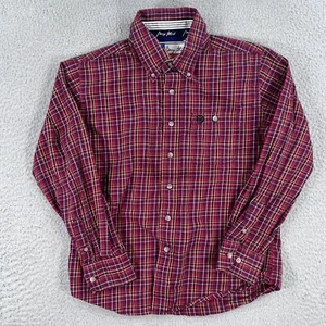 George Strait Wrangler Shirt BOYS Large Plaid Cowboy Cut Long Sleeve Button Down - Picture 1 of 7