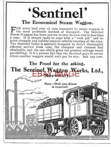 1919 Advert for SENTINEL Steam Waggons (2) Original Small Truck Print Ad 734/19 - Picture 1 of 1