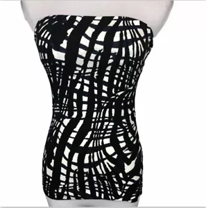 H&M Black White Navy Tube Top Strapless Summer Blouse Small NWT - Picture 1 of 10