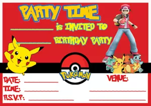 POKEMON Invitations Birthday Party Invites - A5 - FREE NEXT DAY FAST DELIVERY - Picture 1 of 1