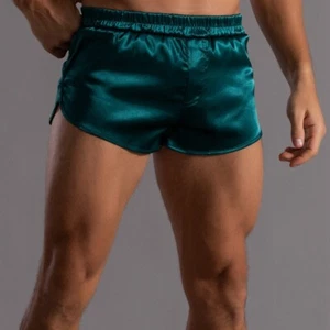 Large Casual and Comfortable Men's Silk Home Sleeping Shorts with 3/4 Underwear - Picture 1 of 12