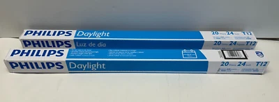 (2) NEW Philips 24" T12 20 Watts Fluorescent Daylight Bulbs F20T12 5000K - Image 1 of 4