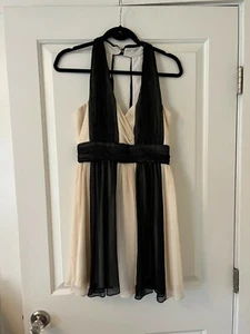 Black & White Striped Formal Pleated Mini Dress - Picture 1 of 5