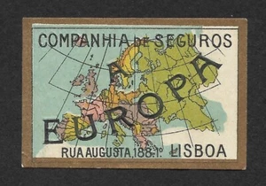 Portugal Europa Insurance Co. map very old embossed cinderella poster stamp mint - Picture 1 of 2