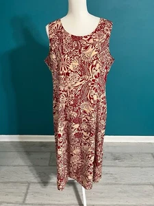 Danny & Nicole Dress Size 16 Petite Red/Tan Sleeveless Hawaiian Maxi/Midi - Picture 1 of 4