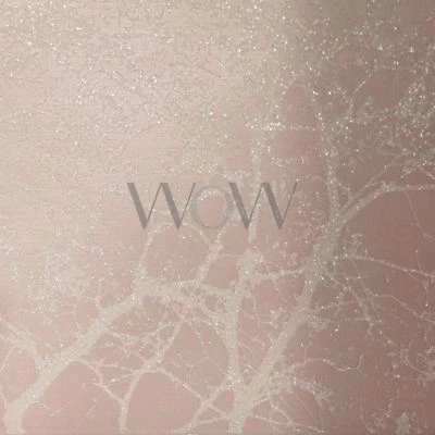 WHISPERING TREES WALLPAPER DUSKY PINK - HOLDEN DECOR 65400 GLITTER METALLIC - Image 1 of 4