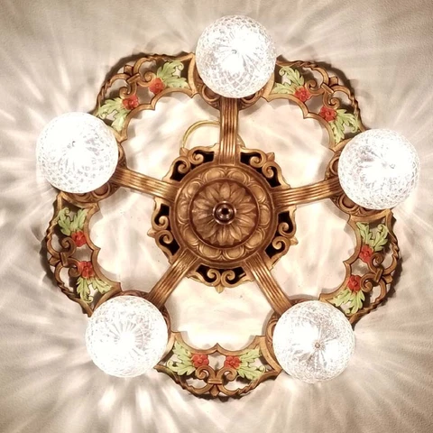 267b Antique 20s 30s Ceiling Light Lamp art nouveau deco chandelier Cover