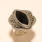 Natural Egyptian Faceted Black Onyx Ring 925 Sterling Silver Bohemian Jewelry 7