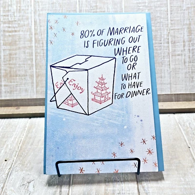 Tarjeta de aniversario American Greetings azul para llevar cena humor divertido Foto 1 de 4