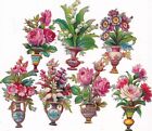 1800 Victorian Die Cut ferraille - Beau lot de vase avec toutes sortes de jolies fleurs