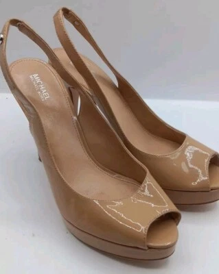 Feminino Tamanho 8.5 Bandolino, Estilingue Traseiro, Bege Salto Stelatto Biqueira Aberta, Almofadado - Imagem 1 de 4