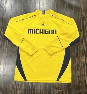 Adidas Y2K Michigan Wolverines Long Sleeve Shirt Men’s Medium Yellow Polyester  - Picture 1 of 4