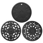 Round Hot Pad Hollow Carving Silicone Placemat for 3 Pcs Home