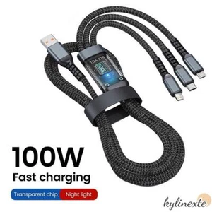 3-in-1 Transparent Luminous Super Fast Charging Cable USB Cable Fast Charging - Picture 1 of 13