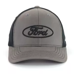 Ford Logo Baseball Hat Ball Cap Brown Black Puff Embroidered Official Licensed - Picture 1 of 5