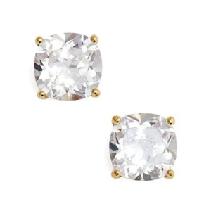 NWT Kate Spade Mini Square Clear Zirconia Stud Earrings $32 GOLD - Picture 1 of 6