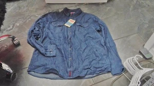 NWT WRANGLER MENS DENIM SHIRT DARK BLUE RELEXED FIT XL - Picture 1 of 2
