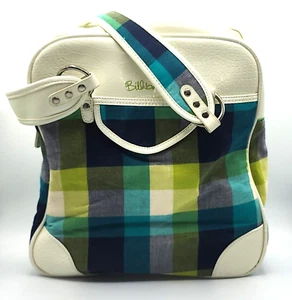 GUC Billabong Womens Blue Green White Plaid Satchel Bag Tote Medium Size Purse - Picture 1 of 12