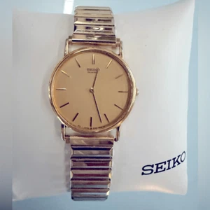 Seiko Men’s Quartz Gold Classic Watch 33mm 5Y30-7009 new battery EXC! - Picture 1 of 9