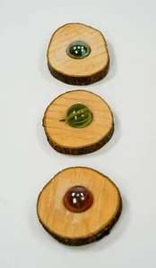 3 Stück. Astscheiben, Holzscheiben mit Glasmurmel - Bild 1 von 6