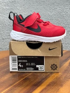 Nike Boy's Revolution Toddlers Sneakers Red Black Kids Shoe Size 4C DD1094-607 - Picture 1 of 10