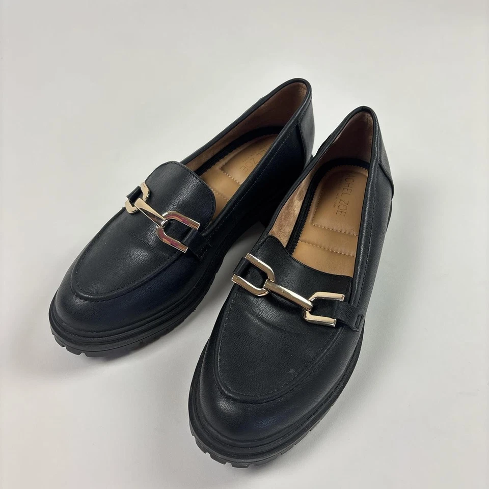 Mocasines Rachel Zoe para mujer 8M negros Mila Horse Bit sin cordones gruesos Foto 1 de 4