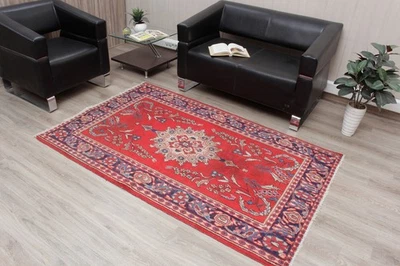 Alfombras turcas, 4x6 alfombras vintage de lana anudadas a mano para sala de estar 4'1"x6'5" Foto 1 de 4