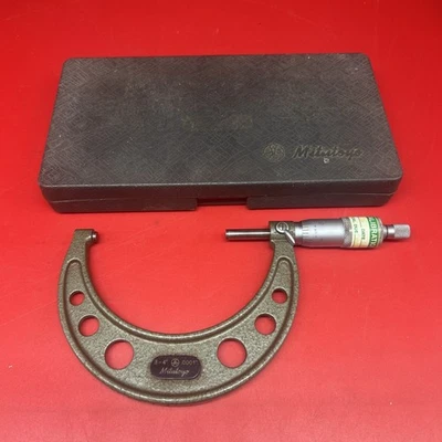 Vintage Mitutoyo 3-4” .0001 Micrometer with Case #M - Image 1 of 3