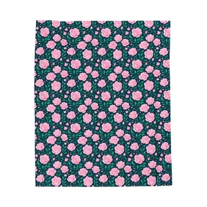Samt Plüschdecke, rosa Rosenmuster, Blumenüberwurf, weiche Bettwäsche, kuschelig - Bild 1 von 25