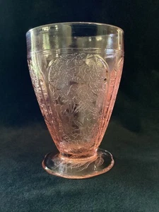 Vintage - Jeannette Glass Co. "Cherry Blossom" footed tumbler - pink - Picture 1 of 4