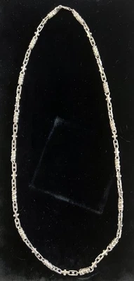 925 Silver Colored Mens Unique Tibetan Mantra Tube?  Chain Necklace 78Gm - Image 1 of 4