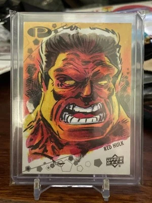 2021 marvel premier sketch Red Hulk sketch - Jason Crosby 1/1 - Image 1 of 2