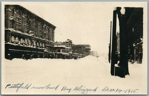 PITTSFIELD MA 1915 WINTER STORM STREET SCENE ANTIQUE REAL PHOTO POSTCARD RPPC - Picture 1 of 2
