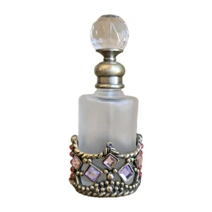 Botella de perfume brillante esmerilada recargable vacía de vidrio pequeña de colección adornada - Imagen 1 de 8