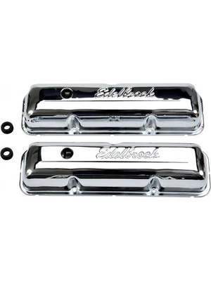 Edelbrock Valve Covers Signature Series Stock Height Steel Chrome Edelbro (4462) - Image 1 of 4