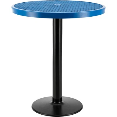 Mesa redonda 36" altura de barra externa com base de pedestal 42"H azul - Imagem 1 de 4