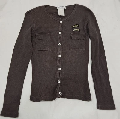 Blusa Sonia Rykiel infantil feminina vintage marrom com botões tamanho 12 - Imagem 1 de 4