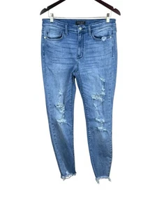 Judy Blue Jeans Women 11/30 Skinny Fit Stretch Blue Denim Distressed EUC - Picture 1 of 5