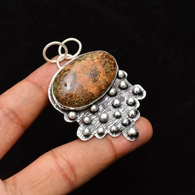Ювелирный кулон из стерлингового серебра 925 пробы ручной работы с бронзитом 2,59 дюйма - Изображение 1 из 4