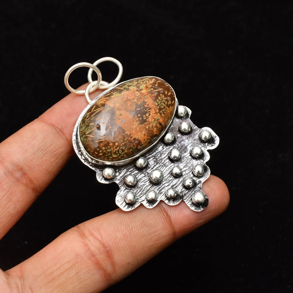 Colgante de joyería de plata de ley 925 hecho a mano con piedras preciosas de bronce de 2,59" Foto 1 de 4