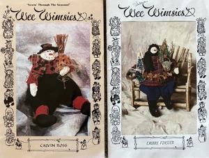 Lotto 2 cuciture "Wee Wimsies", modelli artigianali. Pupazzo di neve 9” e 12”, entrambi non tagliati - Foto 1 di 5